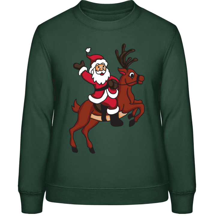 Santa Claus Riding Reindeer Sweatshirt til kvinder 0 image