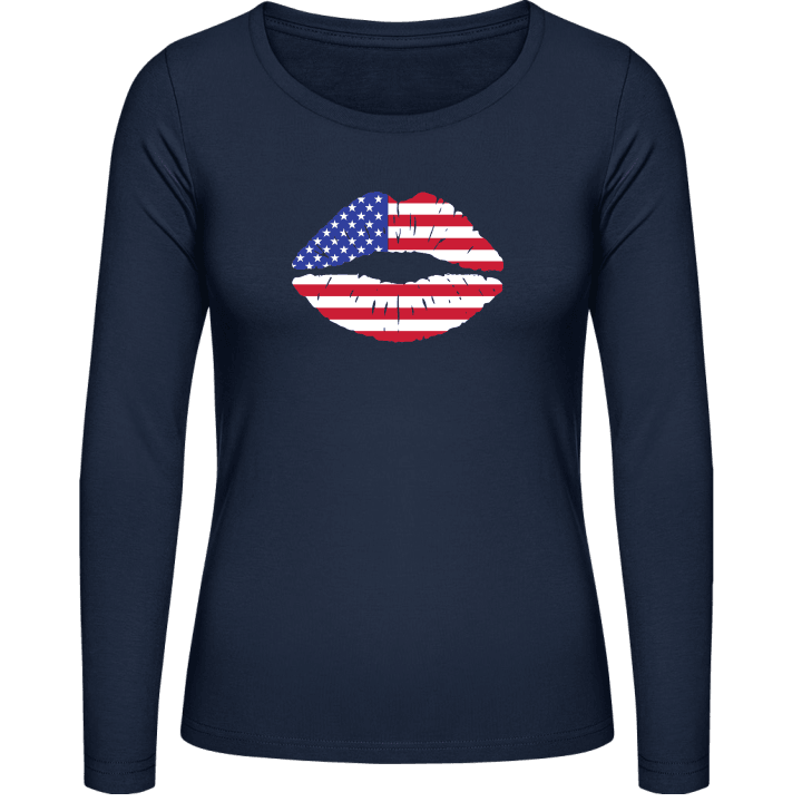 American Kiss Flag Langermet skjorte for kvinner contain pic