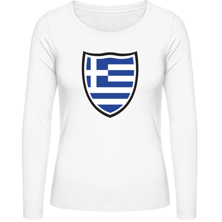 Greece Shield Flag Langermet skjorte for kvinner contain pic