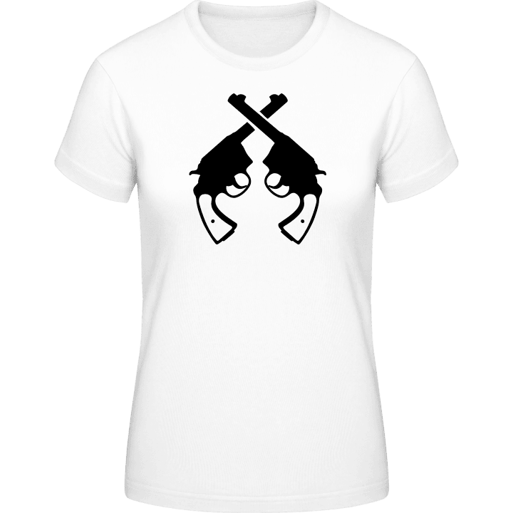 Crossed Pistols Western Style Frauen T-Shirt contain pic