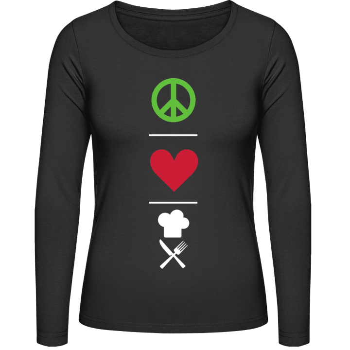 Peace Love Cooking Frauen Langarmshirt contain pic