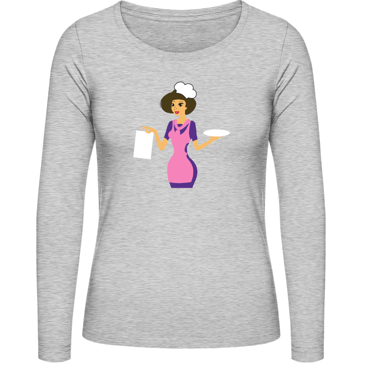 Female Cook Silhouette Langermet skjorte for kvinner contain pic