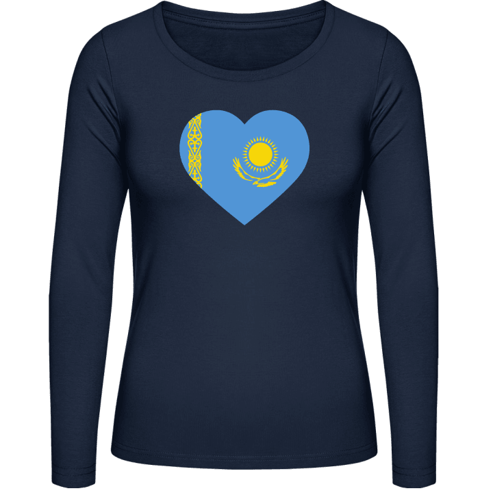 Kazakhstan Heart Flag Langermet skjorte for kvinner contain pic