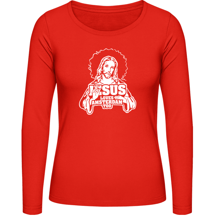 Jesus Loves Amsterdam Too Frauen Langarmshirt contain pic