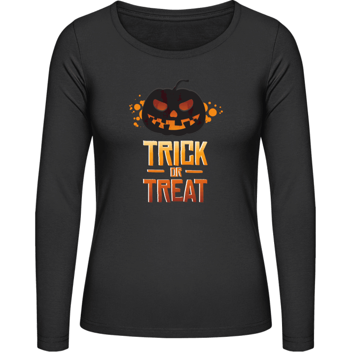 Black Pumpkin Trick Or Treat Langermet skjorte for kvinner 0 image