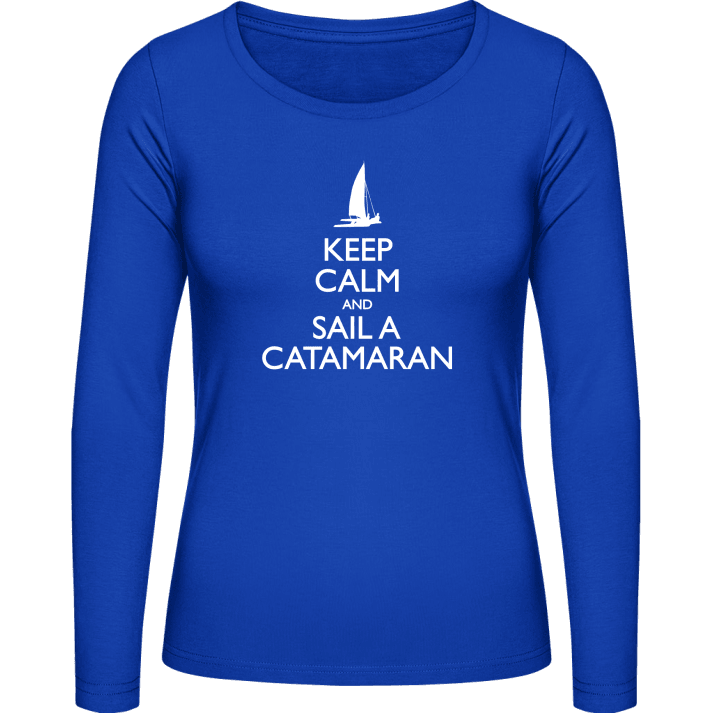 Keep Calm and Sail a Catamaran Langermet skjorte for kvinner contain pic