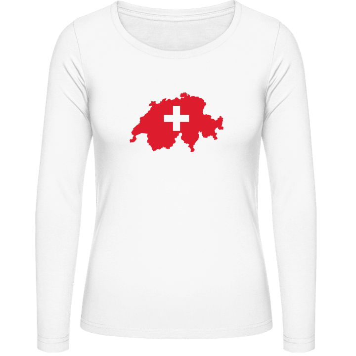 Switzerland Map and Cross Vrouwen Lange Mouw Shirt contain pic