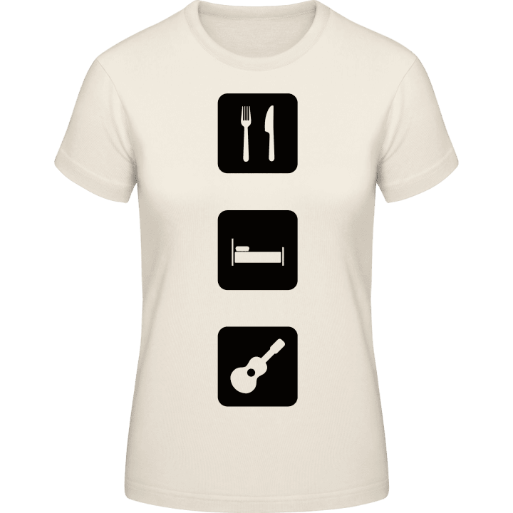 Eat Sleep Play Guitar T-skjorte for kvinner contain pic