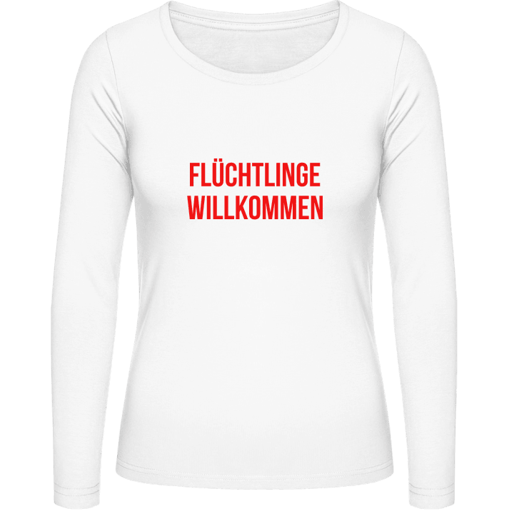Flüchtlinge willkommen Slogan Frauen Langarmshirt contain pic