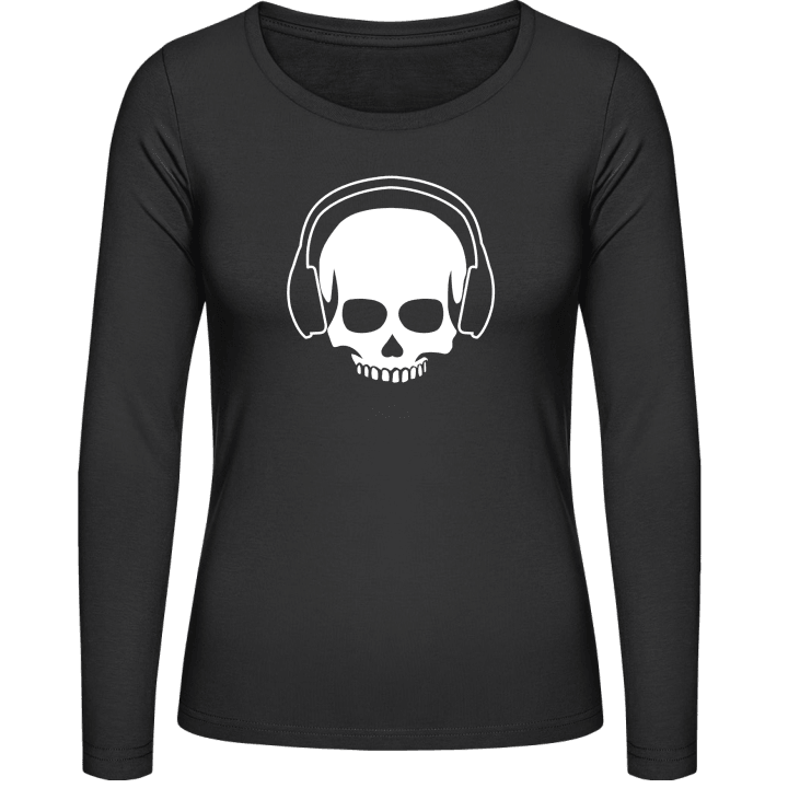 Skull with Headphone Langermet skjorte for kvinner contain pic
