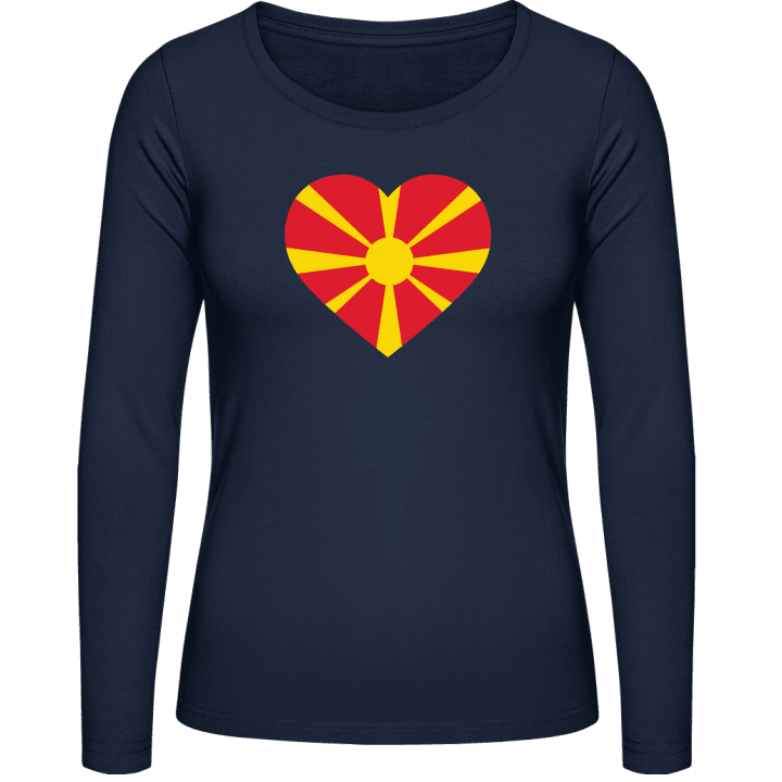 Macedonia Heart Flag Langermet skjorte for kvinner contain pic