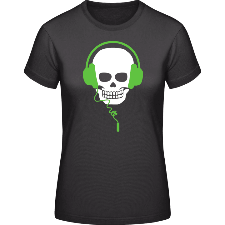 Music Lover Skull Headphones T-shirt för kvinnor contain pic