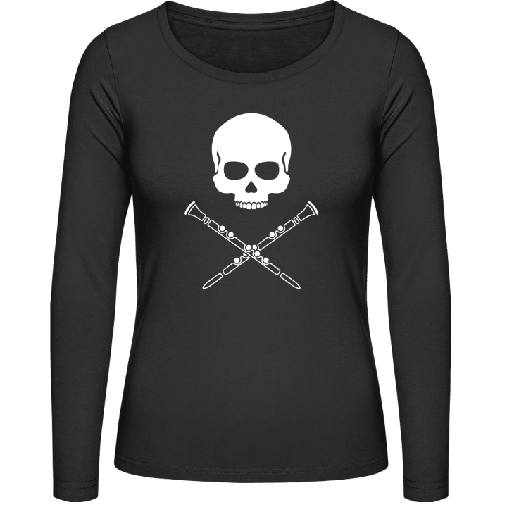Clarinetist Skull Crossed Clarinets Langermet skjorte for kvinner contain pic