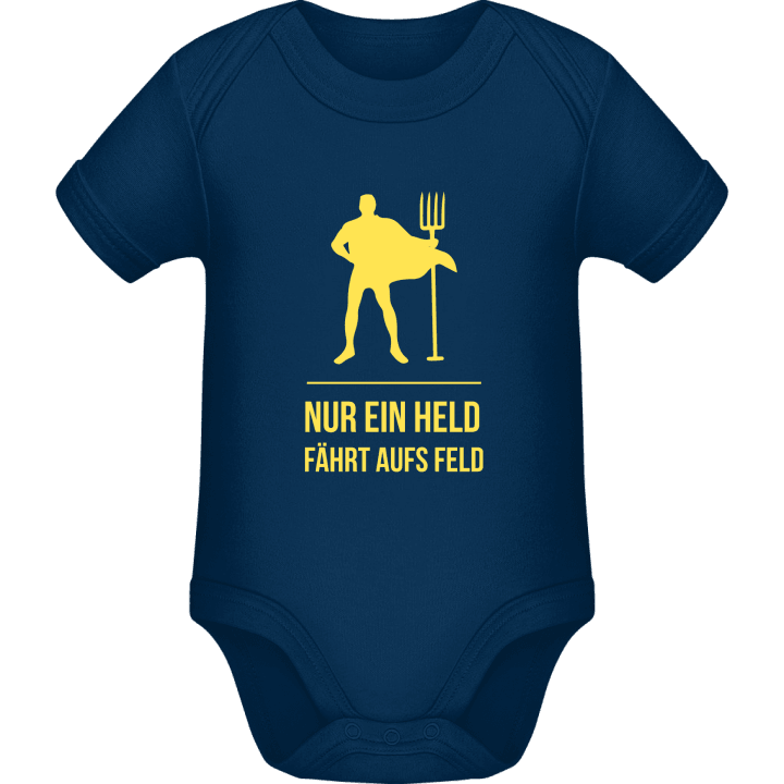 Nur ein Held fährt aufs Feld Baby romper kostym contain pic