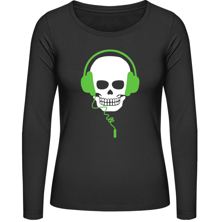 Music Lover Skull Headphones Langermet skjorte for kvinner contain pic