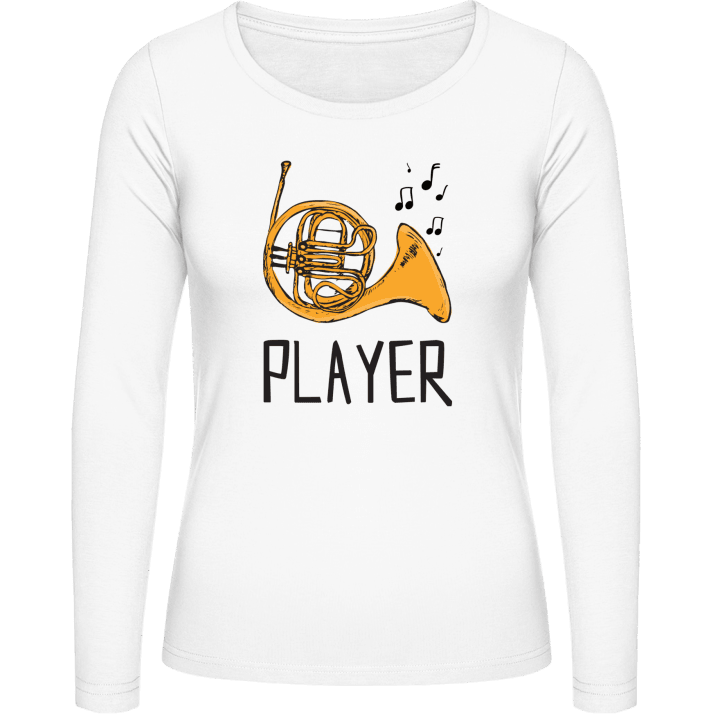 French Horn Player Illustration T-shirt à manches longues pour femmes contain pic