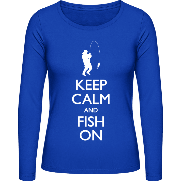 Keep Calm And Fish On Langermet skjorte for kvinner 0 image