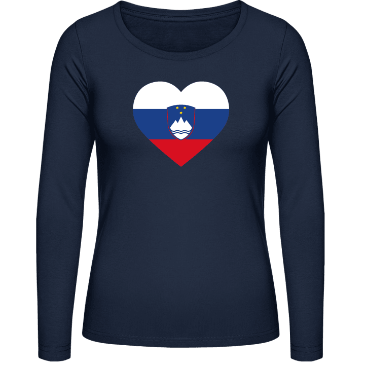 Slovenia Heart Flag Langermet skjorte for kvinner contain pic