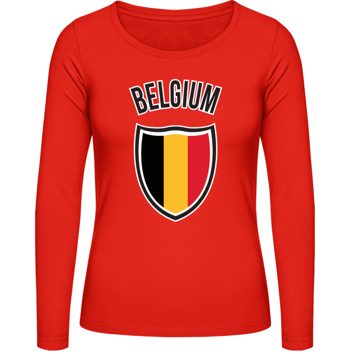 Belgium Flag Shield Langermet skjorte for kvinner contain pic