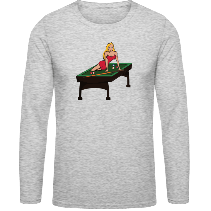Hot Babe On Billiard Table Langarmshirt contain pic
