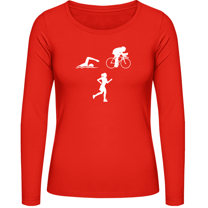 Triathlete Silhouette Female Langermet skjorte for kvinner contain pic