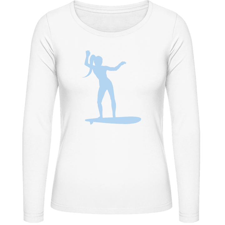 Surfing Girl Vrouwen Lange Mouw Shirt contain pic