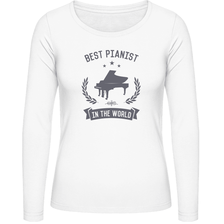 Best Pianist In The World Langermet skjorte for kvinner contain pic