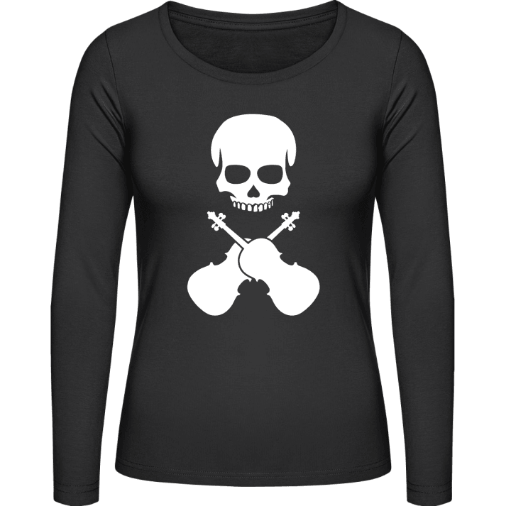 Violinist Skull Crossed Violins Vrouwen Lange Mouw Shirt contain pic