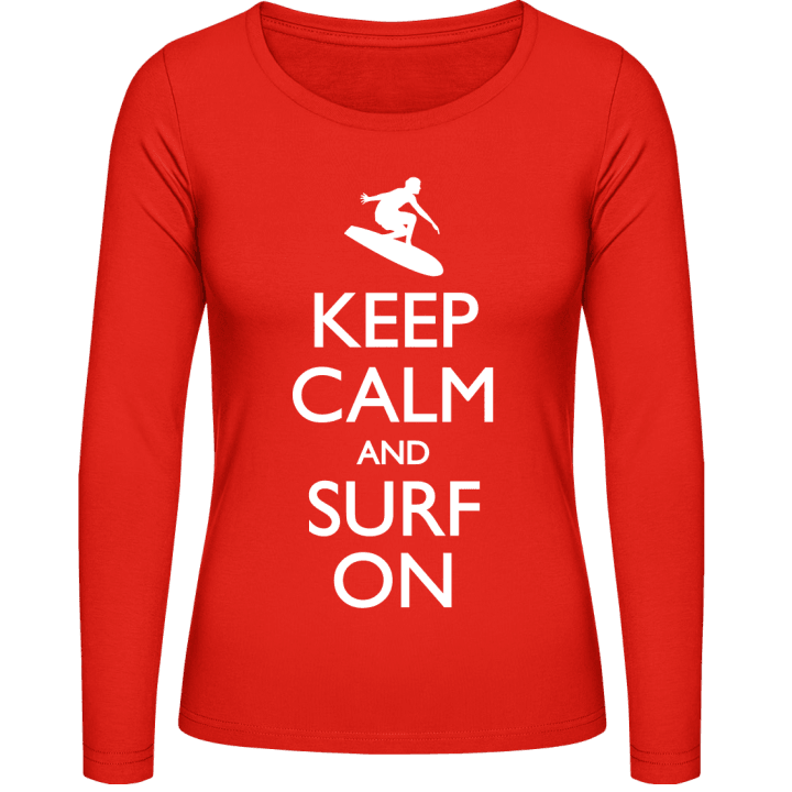 Keep Calm And Surf On Classic Langermet skjorte for kvinner contain pic