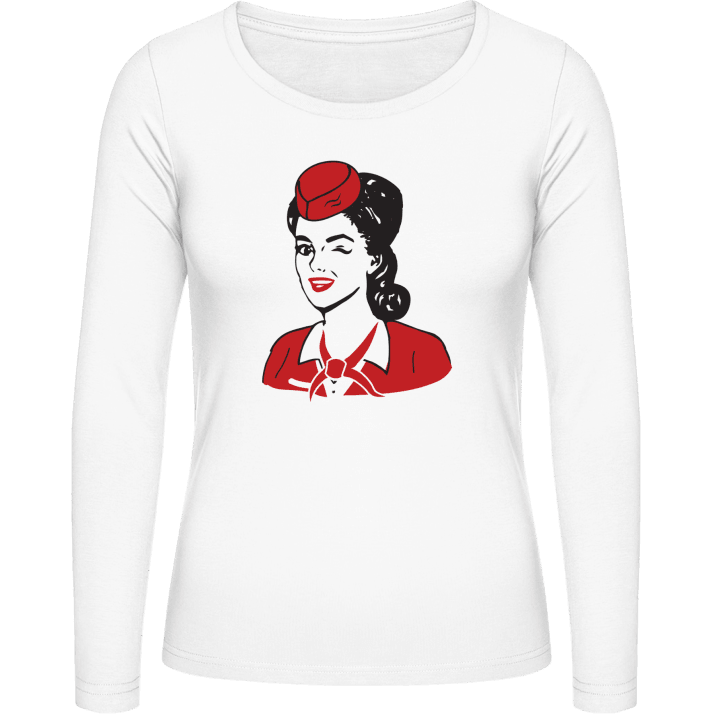 Retro Stewardess Langermet skjorte for kvinner contain pic