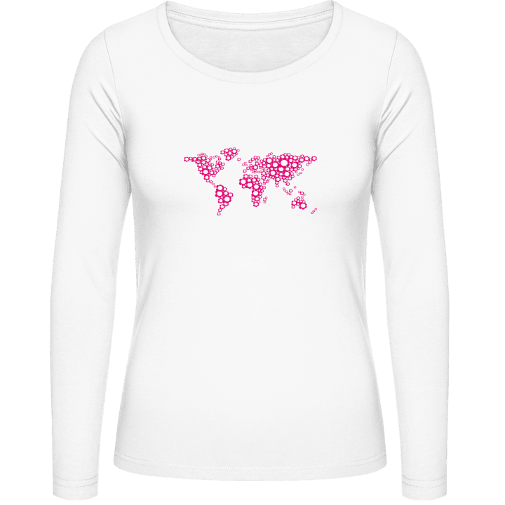 Floral Worldmap Kvinnor långärmad skjorta contain pic