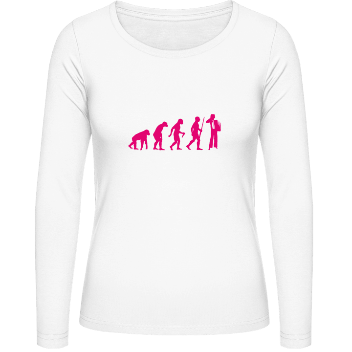 Female Accordionist Evolution Langermet skjorte for kvinner contain pic