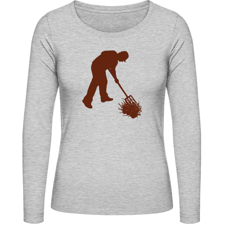 Farmer With Pitchfork Langermet skjorte for kvinner contain pic