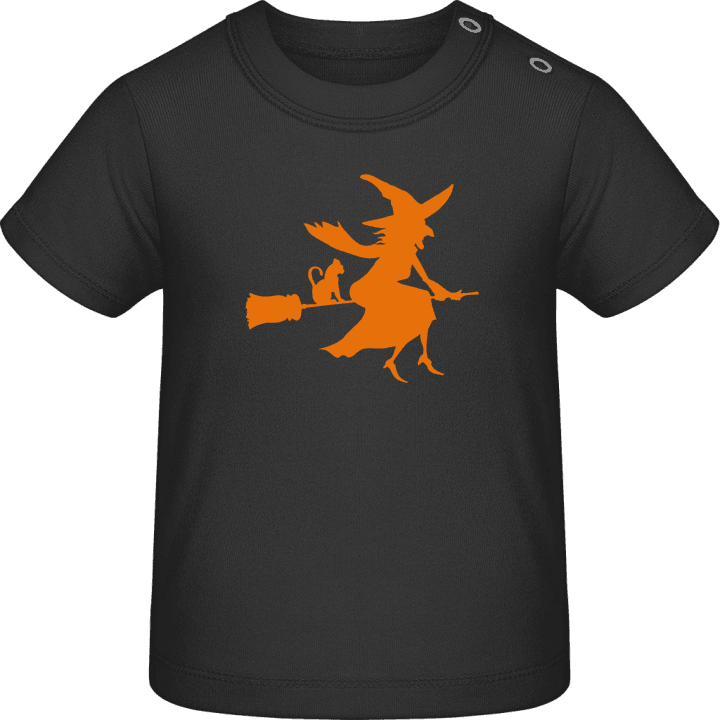 Witch With Cat On Broom T-shirt bébé 0 image
