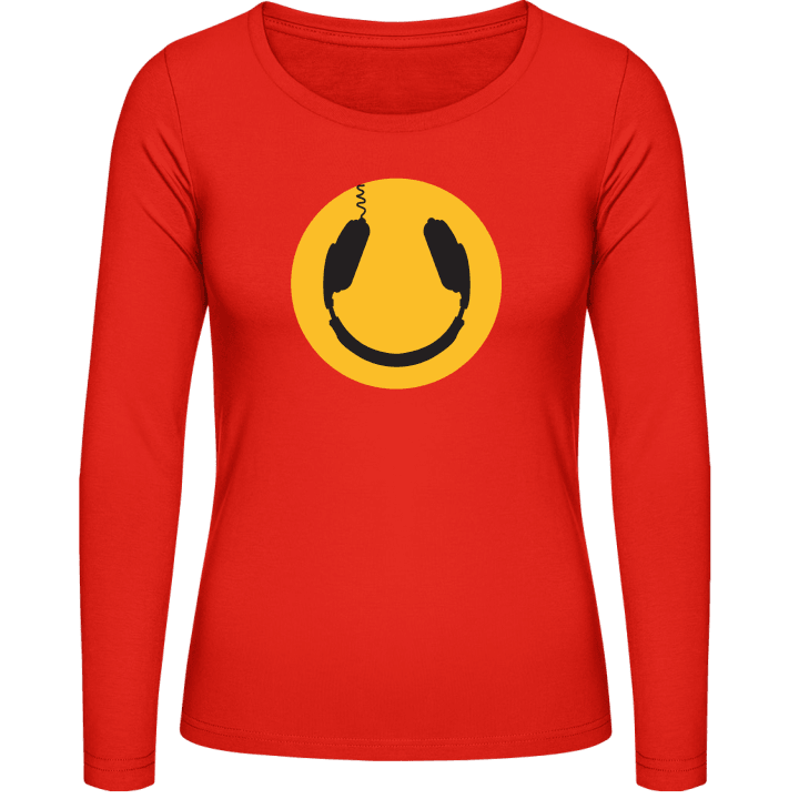 DJ Headphones Smiley T-shirt à manches longues pour femmes contain pic