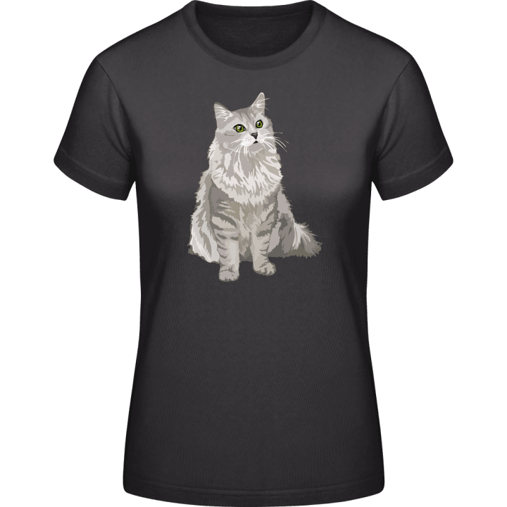 Silver Tabby Fluffy Cat  T-shirt för kvinnor 0 image