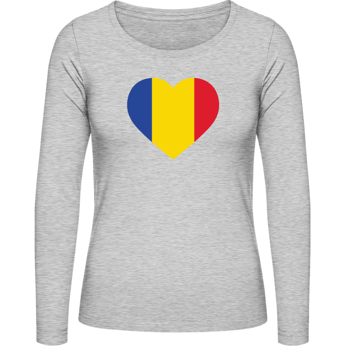 Romania Heart Flag T-shirt à manches longues pour femmes contain pic