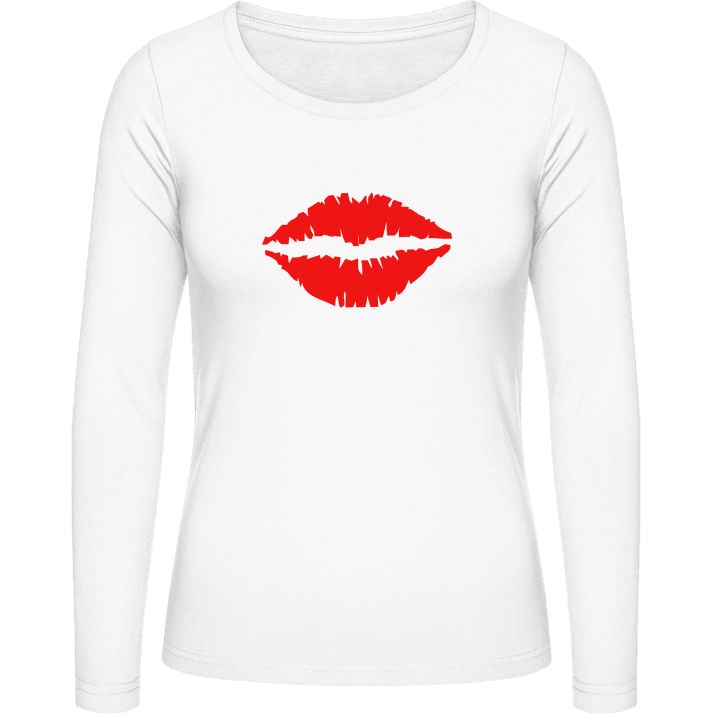 Red Kiss Lips Langermet skjorte for kvinner contain pic