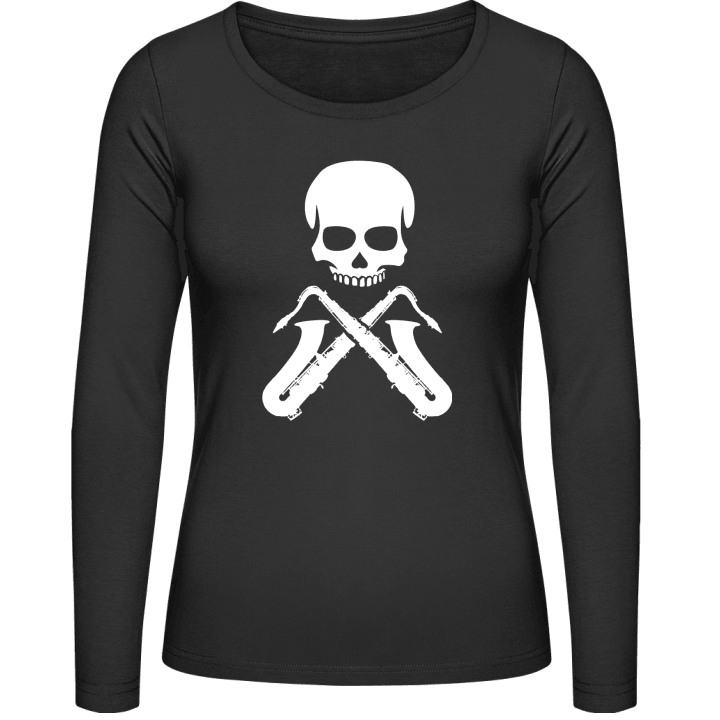 Saxophonis Skull Crossed Saxophones Langermet skjorte for kvinner contain pic