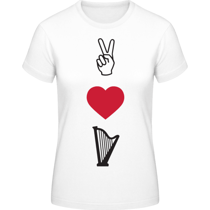 Peace Love Harp Playing T-shirt för kvinnor 0 image
