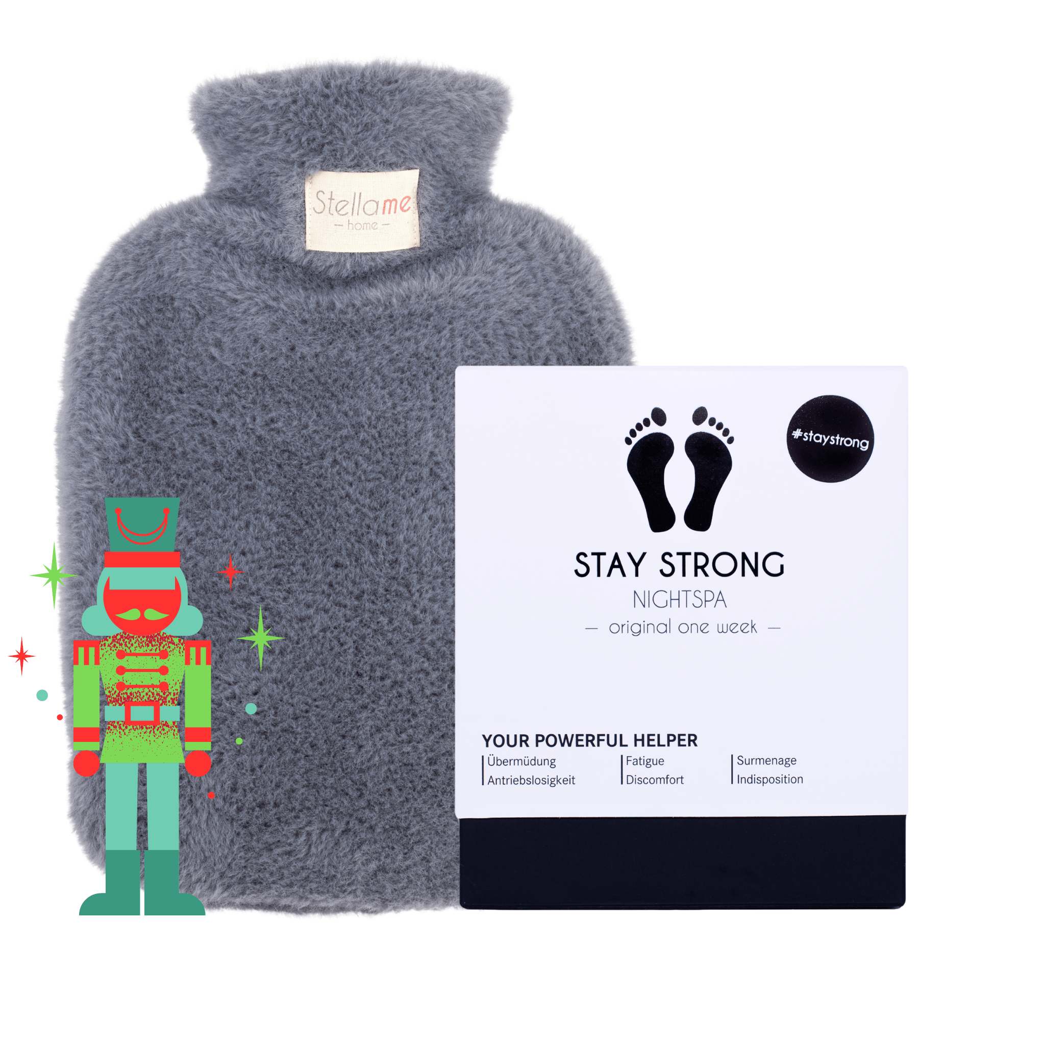 Stay Strong 7 Nightspa Original  & Stay Warm - Wärmflasche Grau