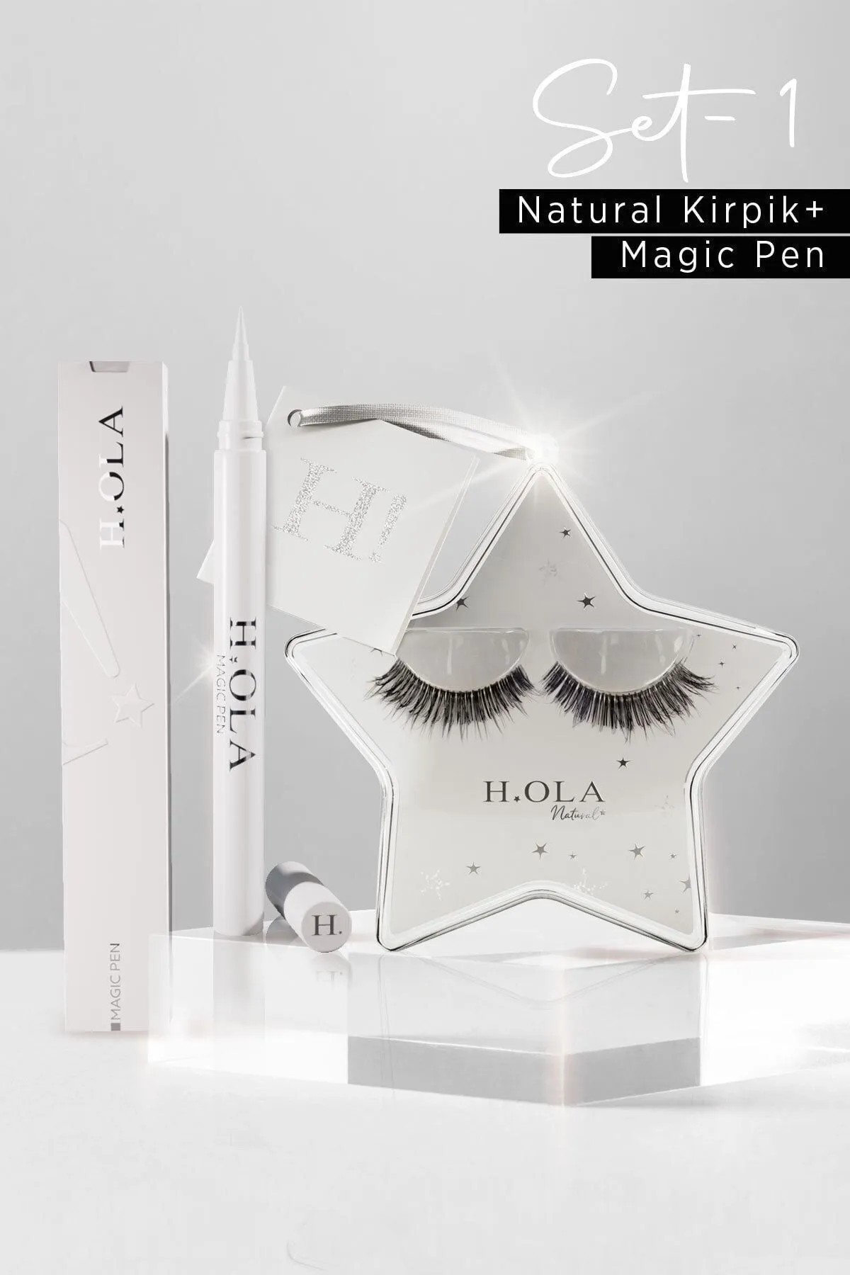 Hola Kosmetischer Transparenter Eyeliner (Magic Pen) + Natürliche Wimpern