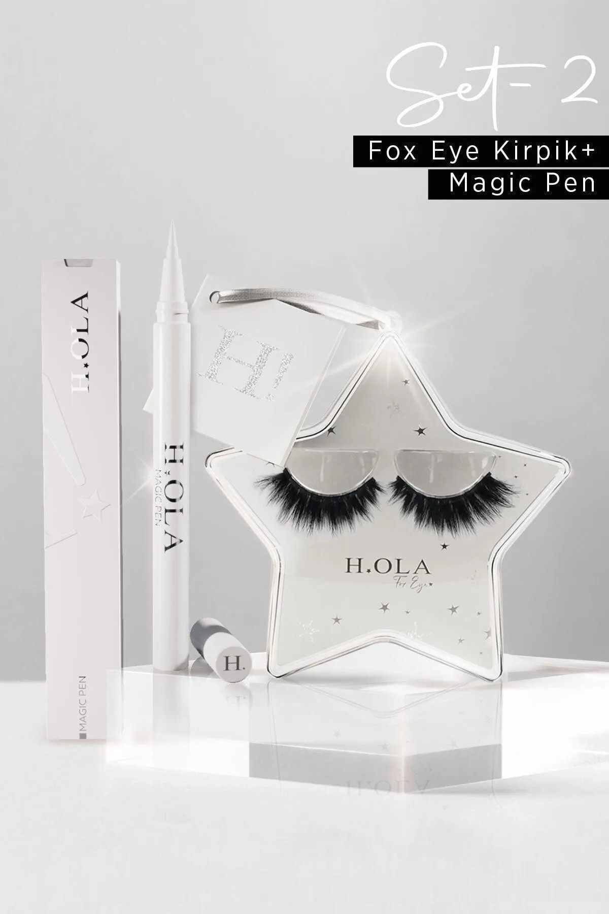 Hola Cosmetic Transparenter Eyeliner (Magic Pen) + Fox Eye Eyelashes (intensives Modell)