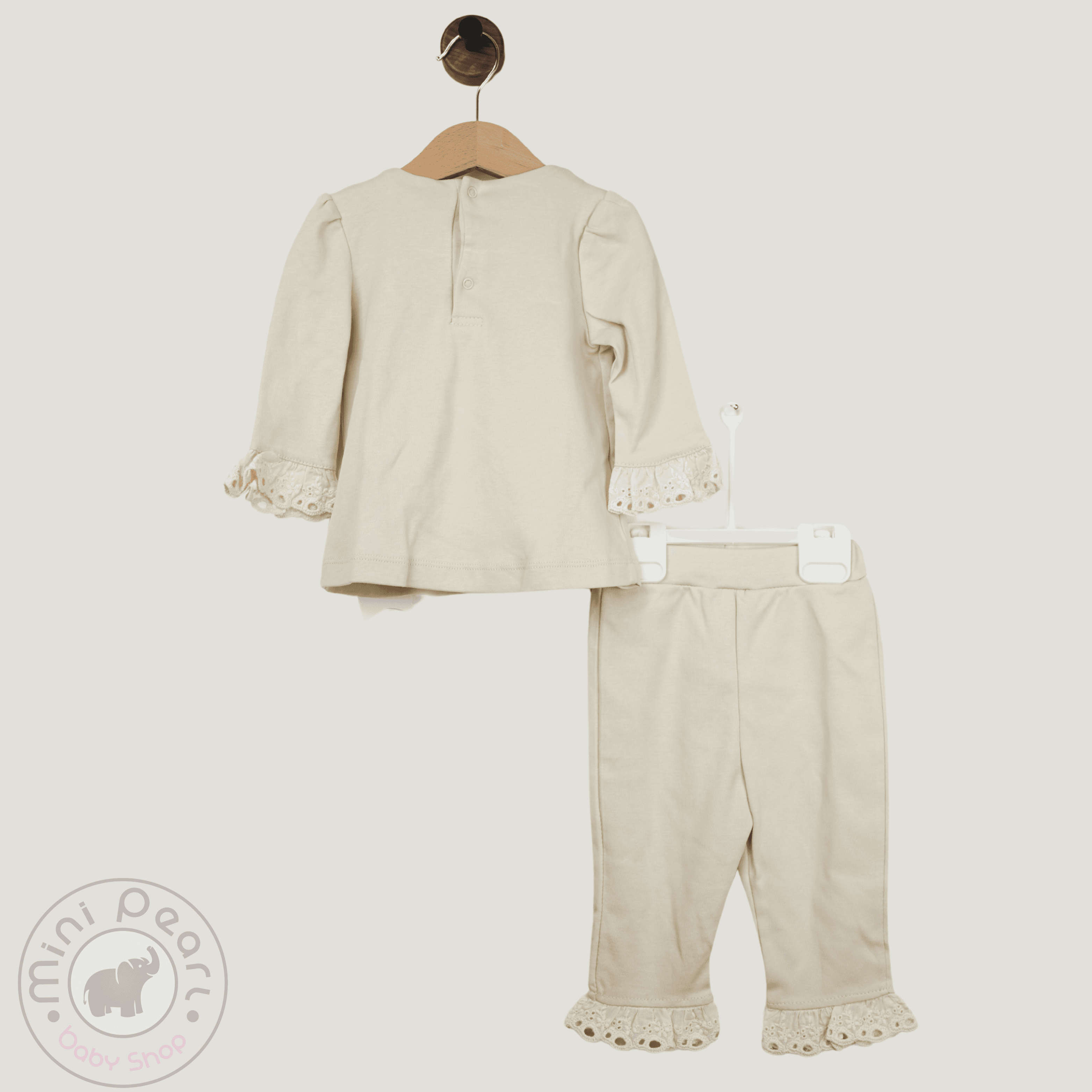 Baby-Set mit Häkelkragen und Rüschen – 100% Baumwolle