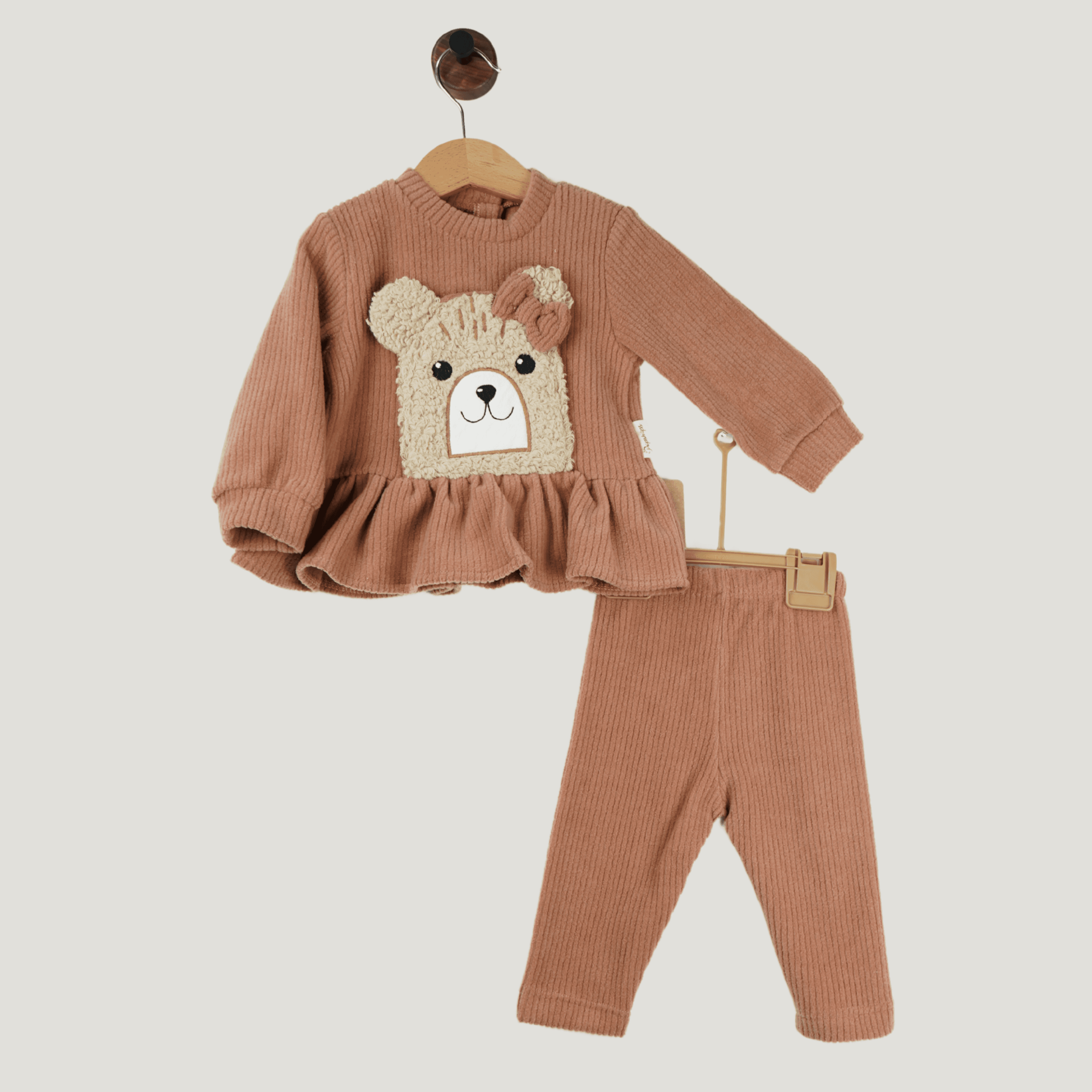 Baby 2er Set – Langarmshirt mit Bärchen-Applikation & Leggings