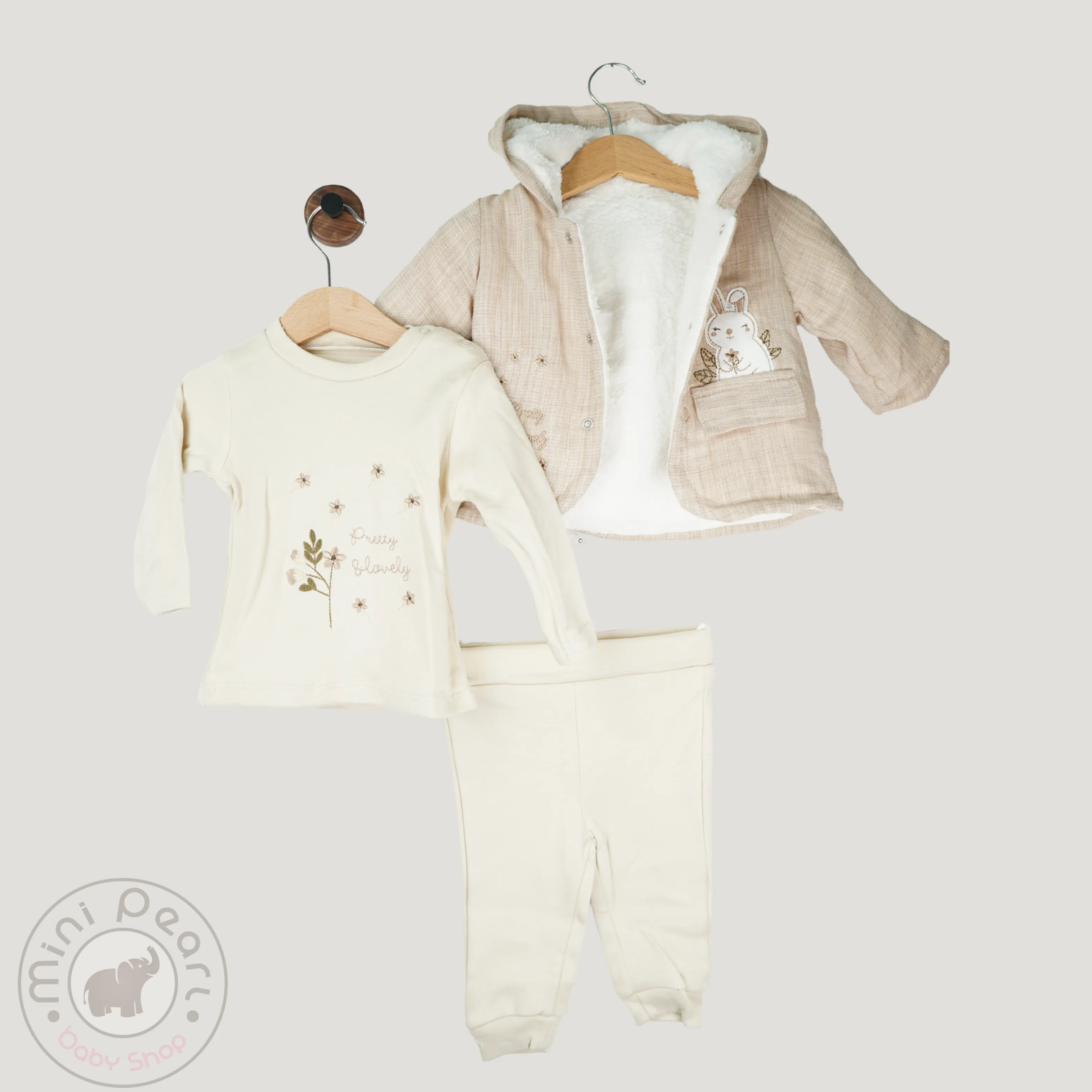 3-teiliges Baby-Winterset mit Teddyjacke, Shirt und Hose