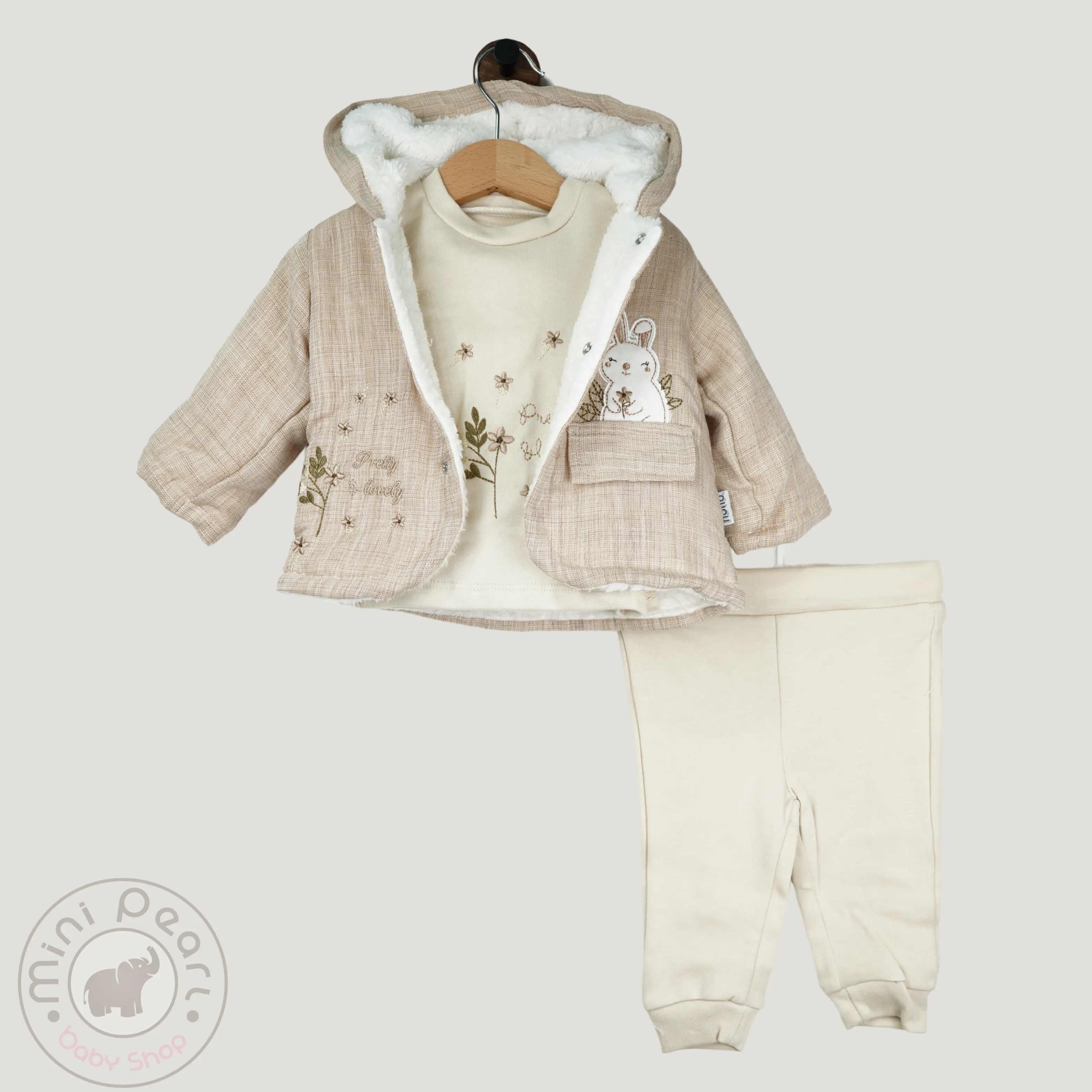 3-teiliges Baby-Winterset mit Teddyjacke, Shirt und Hose