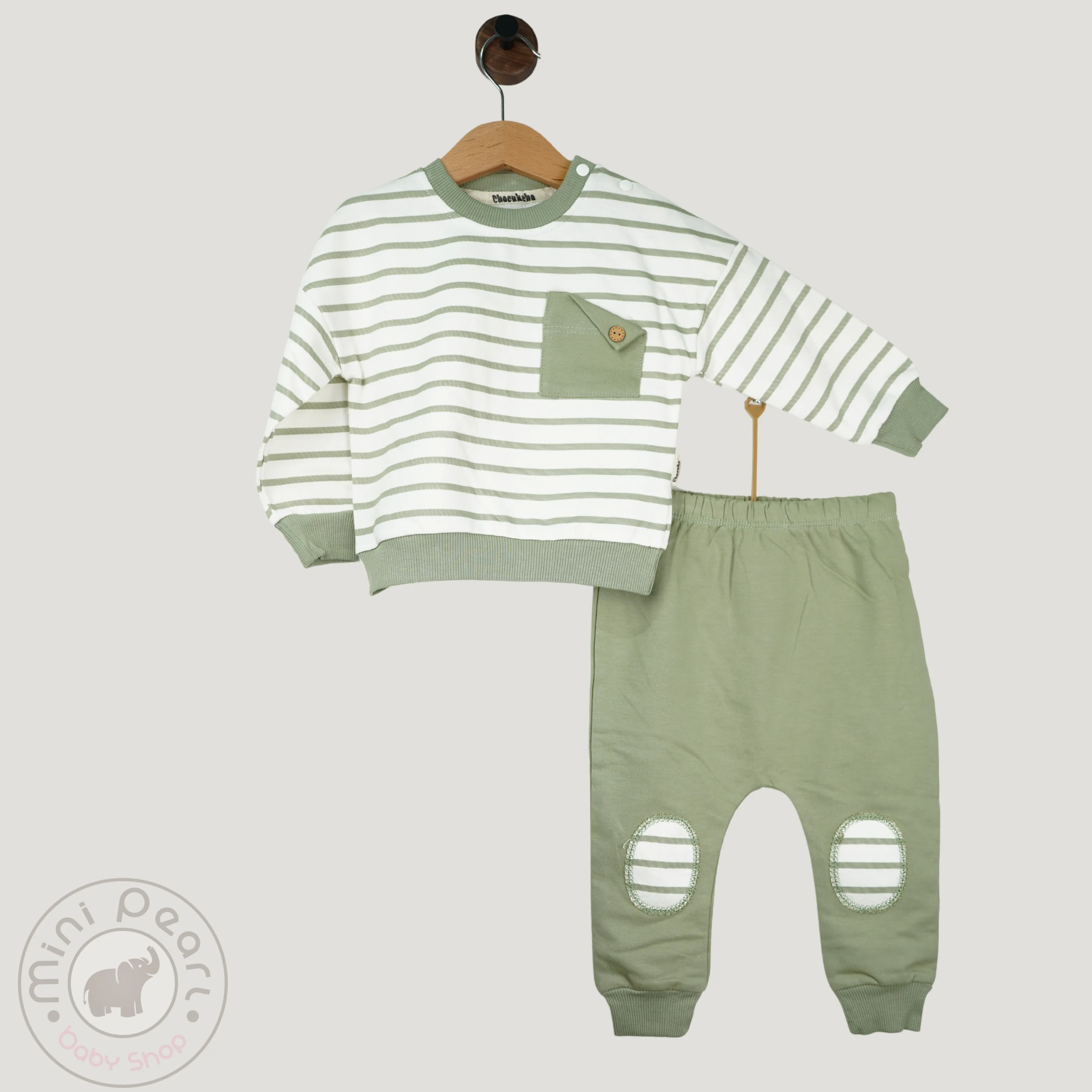 2-teiliges Babyset mit Streifenpullover und Kniepatch-Hose