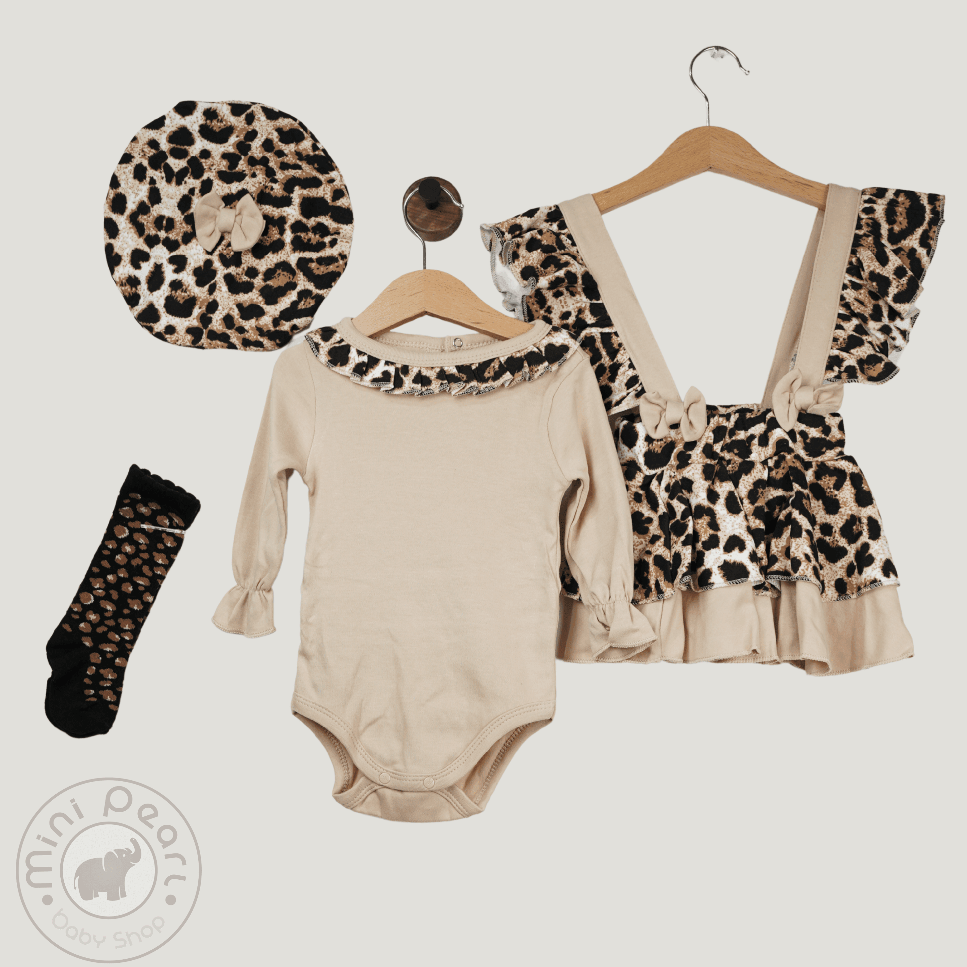 Baby-Set mit Leopardenmuster – 4-teilig, 100% Baumwolle