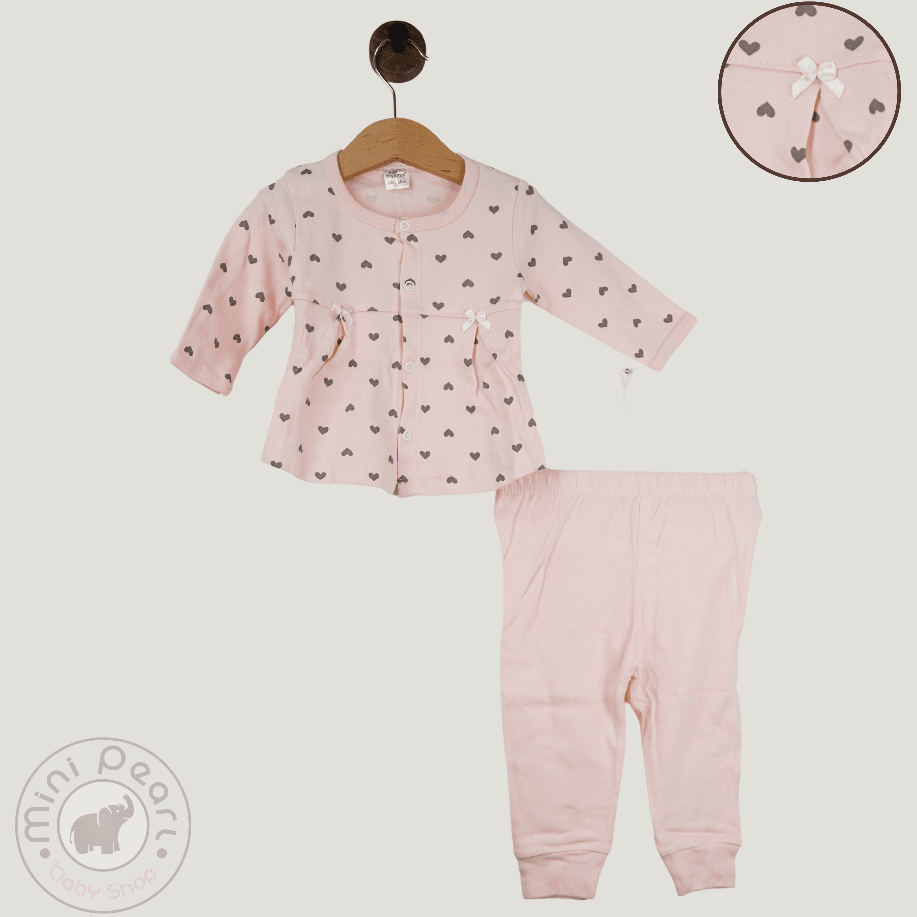 Baby 2er Set – Herzmuster Oberteil & Hose – Rosa